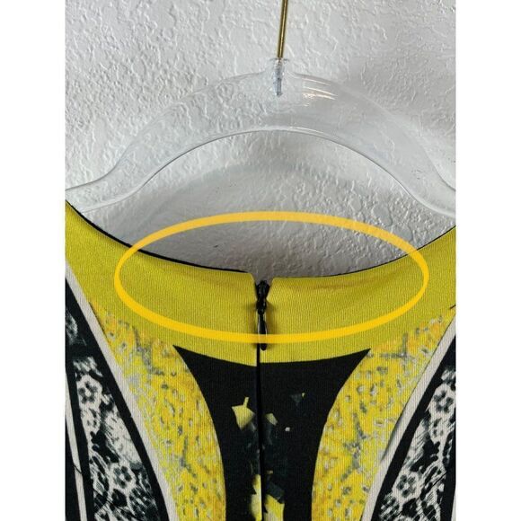 River Island Abstract Printed Peplum Scuba Neoprene Bodycon Dress US 4 UK 8 - Picture 9 of 12